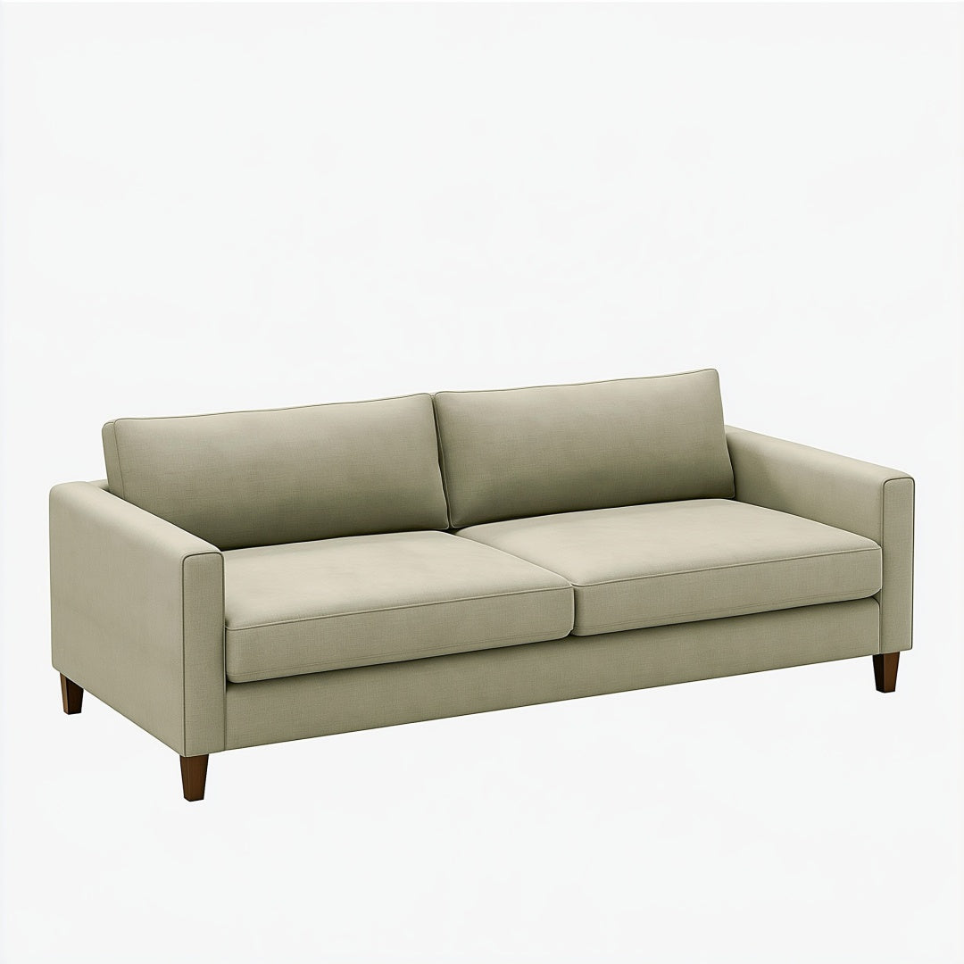 Divano 2 posti 180 x 85 x 85 cm in tessuto verde salvia con gambe in legno stile moderno