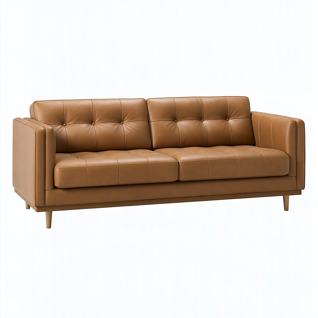 Divano 3 posti 210 x 90 x 85 cm in similpelle marrone stile moderno