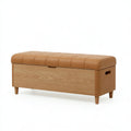 Panca contenitore 120 x 40 x 48 cm in legno e similpelle marrone - seduta imbottita con vano portaoggetti