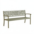 Panca da giardino 150 x 60 x 90 cm in metallo verde con schienale decorativo