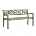 Panchina da giardino 122 x 61 x 88 cm in metallo grigio con schienale decorativo