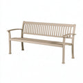 Panca da giardino 150 x 65 x 90 cm in metallo beige con braccioli stile classico