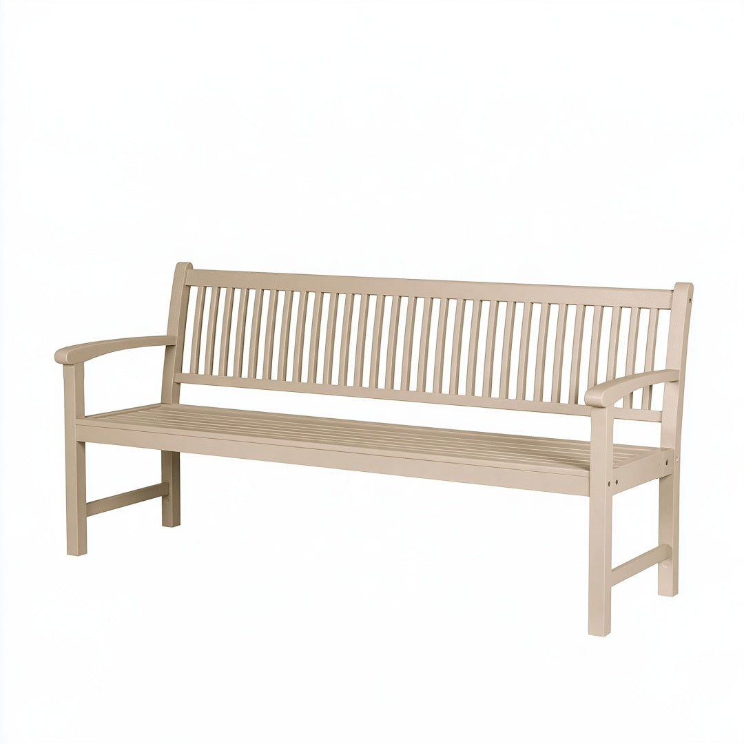 Panca da giardino 150 x 60 x 90 cm in legno beige con schienale e braccioli