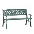 Panchina da giardino 122 cm in metallo verde scuro con schienale decorativo