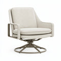 Poltrona girevole 85 x 82 x 93 cm in tessuto beige con base in metallo stile moderno