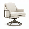 Poltrona girevole LALVOKAR in tessuto beige, struttura in metallo, dimensioni 75x80x95 cm, stile contemporaneo