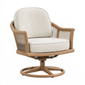 Poltrona girevole 78 x 76 x 92 cm in metallo marrone con seduta in tessuto beige - stile contemporaneo