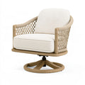 Poltrona girevole 78 x 82 x 86 cm in legno e corda beige con seduta imbottita