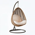 Poltrona sospesa 105 x 105 x 195 cm in fibra intrecciata marrone con struttura in metallo - stile boho da interno
