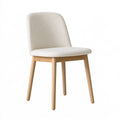 Sedia da pranzo LALVOKAR in tessuto beige con gambe in legno, stile nordico, dimensioni 48x55x82 cm.