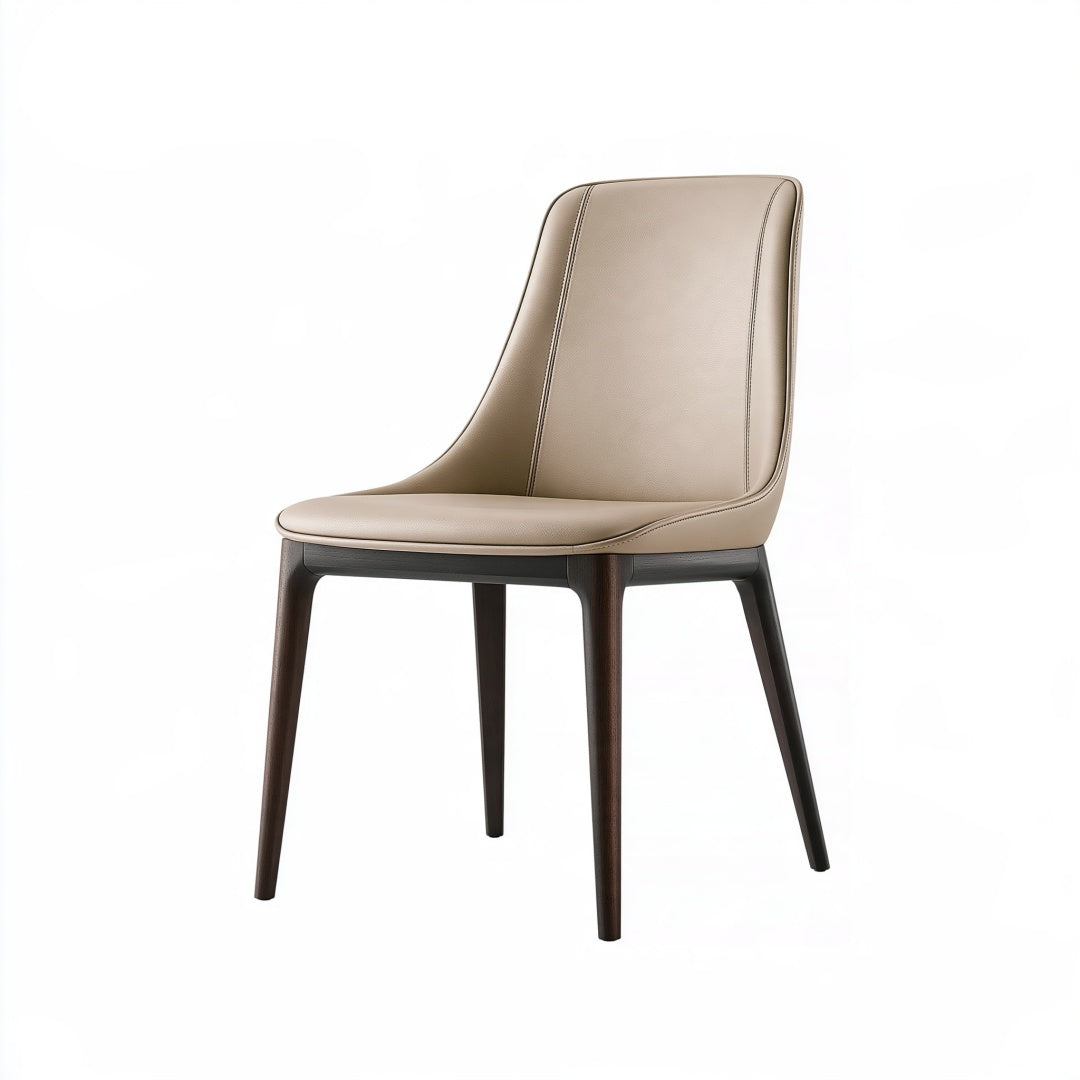 Sedia da pranzo 50 x 60 x 86 cm beige effetto pelle con gambe in legno stile moderno