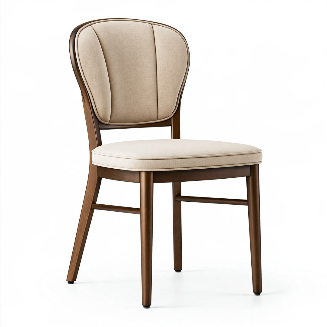 Sedia da pranzo 48 x 56 x 88 cm in legno marrone con rivestimento in tessuto beige stile moderno