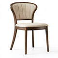 Sedia da pranzo 50 x 56 x 82 cm in legno marrone e tessuto beige stile classico
