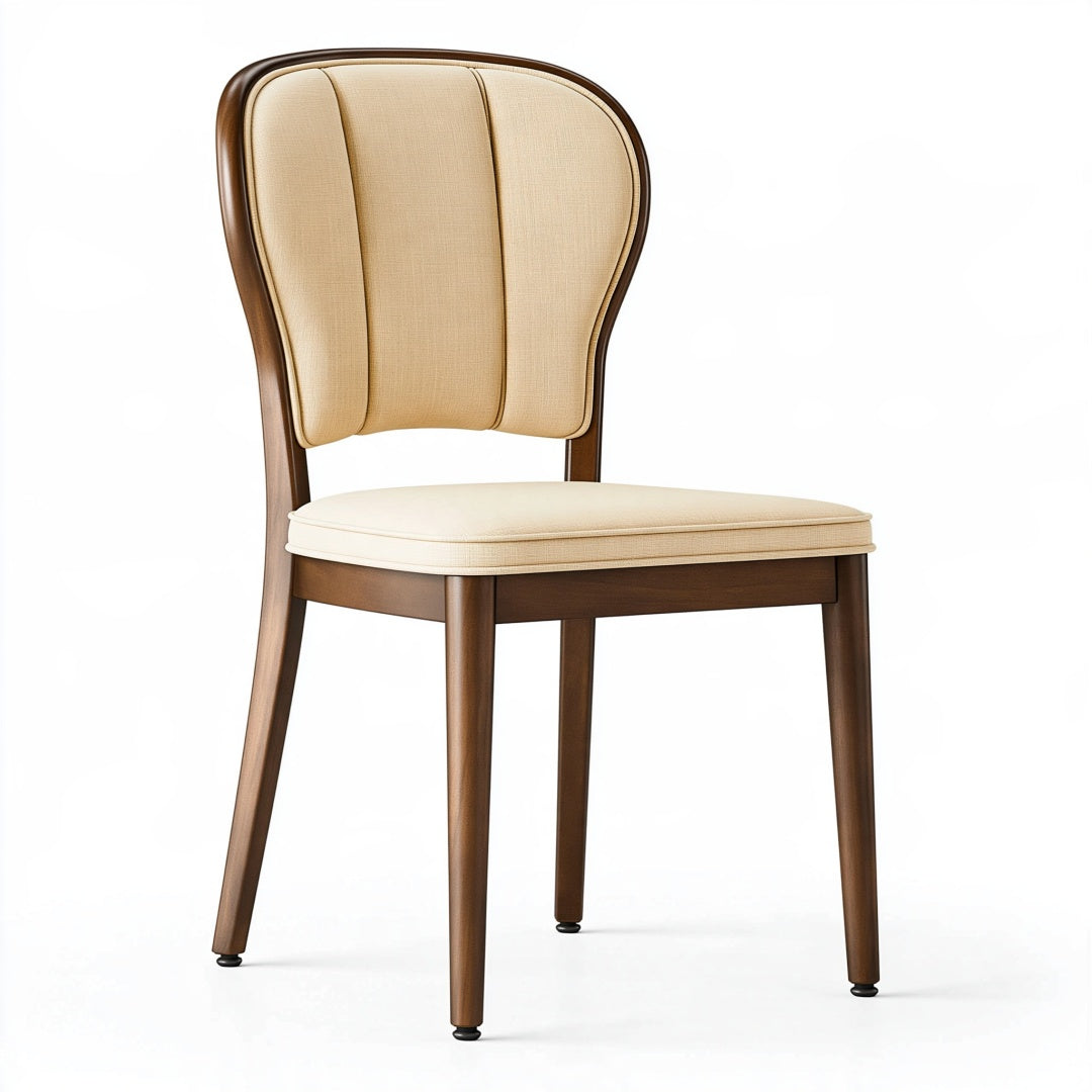 Sedia da pranzo 48 x 55 x 88 cm in legno marrone e tessuto beige - stile classico imbottita