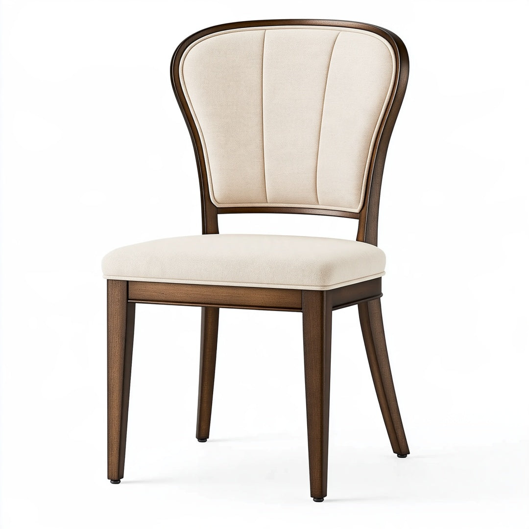 Sedia da pranzo 48 x 55 x 92 cm in legno e tessuto beige marrone classica imbottita
