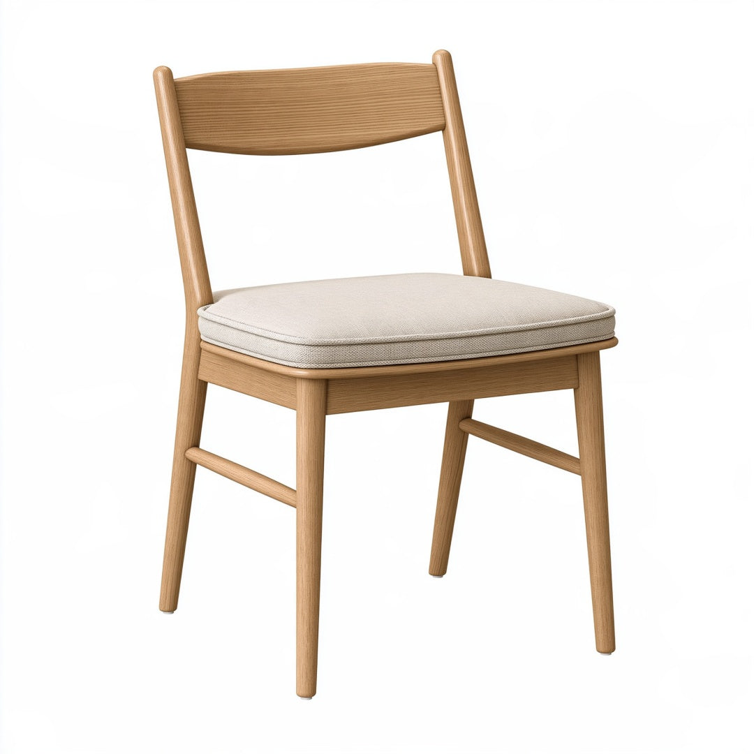 Sedia da pranzo 45 x 52 x 80 cm in legno naturale con seduta imbottita beige stile nordico